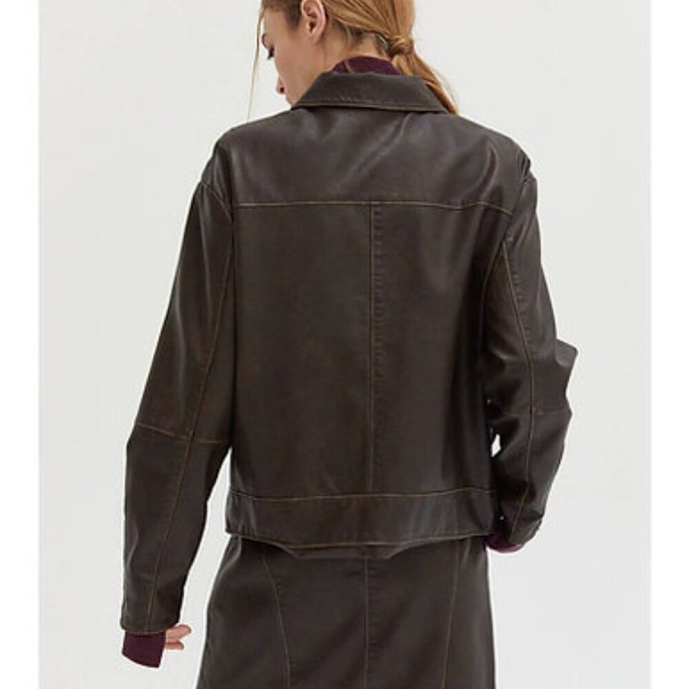 Java Vegan Distressed Leather Jacket - Picture 8 of 8